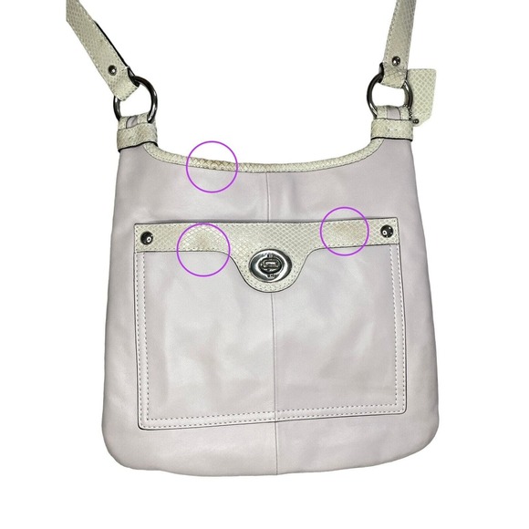 COACH F16533 Penelope Lavender Leather Snakeskin Trim Crossbody Purse Bag - Picture 8 of 13